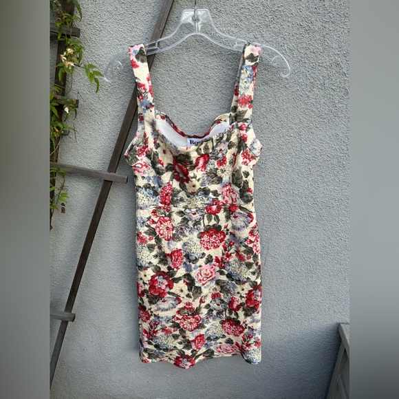 Rouje Floral Print Dress - Red and Cream - Picture 3 of 7